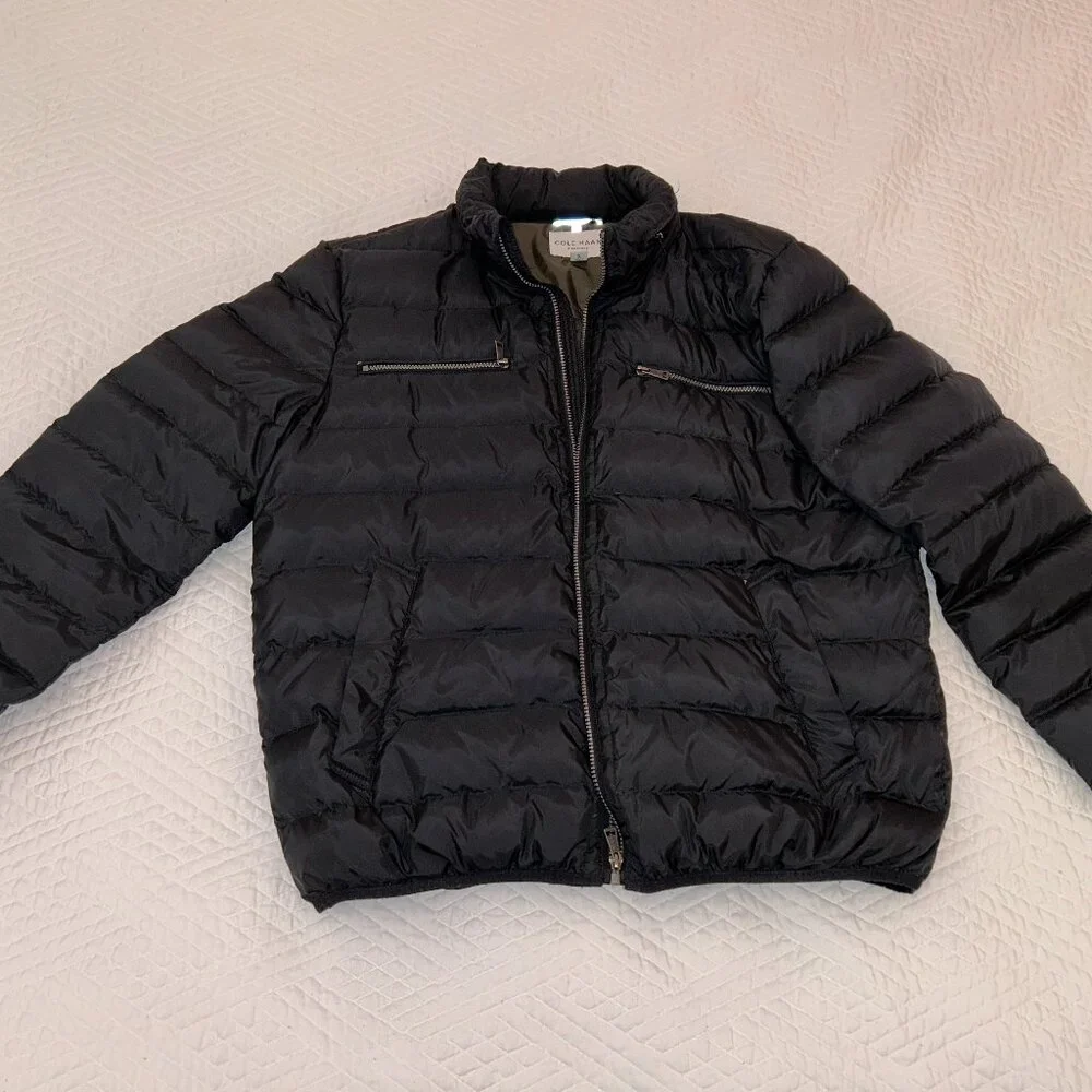 Cole Haan Signature Men's Packable Down Jacket, Black, X-Large - Picture 2 of 5
